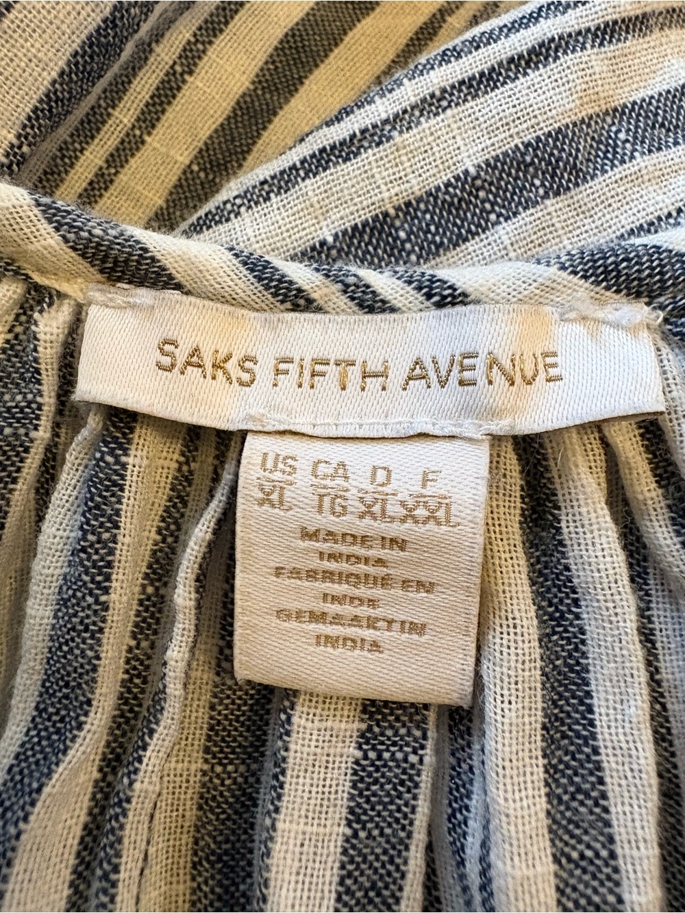 Saks Fifth Avenue XL Maxi Sundress Airy Thin-Striped Navy White Cotton - Picture 6 of 10